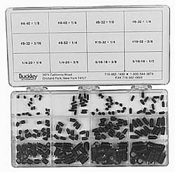 Made in USA - 210 Piece, #4-40 to 15/16-18, Alloy Steel Set Screw Assortment - Hex Head, Hex Socket Drive, 1/8 to 1/2" Long, Grade 303 - Exact Tooling