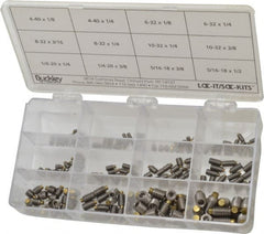 Made in USA - 210 Piece, #4-40 to 5/16-18, Stainless Steel Set Screw Assortment - Hex Head, Hex Socket Drive, 1/8 to 1/2" Long, Grade 303 - Exact Tooling
