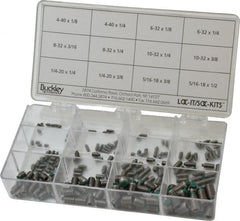 Made in USA - 210 Piece, #4-40 to 5/16-18, Stainless Steel Set Screw Assortment - Hex Head, Hex Socket Drive, 1/8 to 1/2" Long, Grade 303 - Exact Tooling