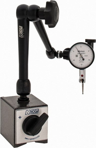 Mitutoyo - 0.0005" Graduation, 0-15-0 Dial Reading, Indicator & Base Kit - 0.0005 Inch Graduation, Includes Standard Magnetic Base, Test Indicator - Exact Tooling