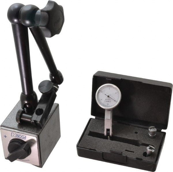 Value Collection - 0.0005" Graduation, 0-15-0 Dial Reading, Indicator & Base Kit - 0.0005 Inch Graduation, Includes Indicator, Magnetic Base - Exact Tooling