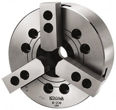 Kitagawa - 2 Jaws, 5" Chuck Diam, Plain Back Mount, 1.299" Through Hole, Drawbar, Hydraulic Power Lathe Chuck - 8,090 Lb Force per Jaw, 1.5mm x 60 Serrated Jaw Interface, 12mm to 135mm Jaw Capacity, 7,000 RPM, High Speed Steel Body - Exact Tooling