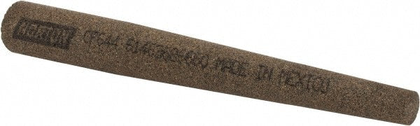 Norton - 4" Long x 1/2" Diam x 1/4" Thick, Aluminum Oxide Sharpening Stone - Round Tapered, Coarse Grade - Exact Tooling