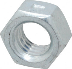 Value Collection - 3/8-16 UNC Grade 2 Two Way Lock Nut with Distorted Thread - 9/16" Width Across Flats, 21/64" High, Zinc-Plated Finish - Exact Tooling
