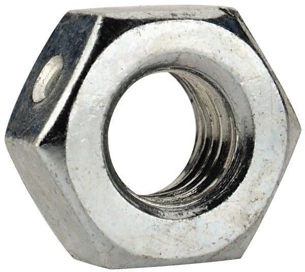 Value Collection - 1/4-28 UNF Grade 2 Two Way Lock Nut with Distorted Thread - 7/16" Width Across Flats, 7/32" High, Zinc-Plated Finish - Exact Tooling