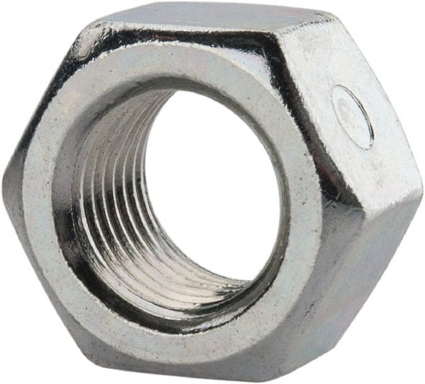 Value Collection - 1/2-20 UNF Grade 2 Two Way Lock Nut with Distorted Thread - 3/4" Width Across Flats, 7/16" High, Zinc-Plated Finish - Exact Tooling