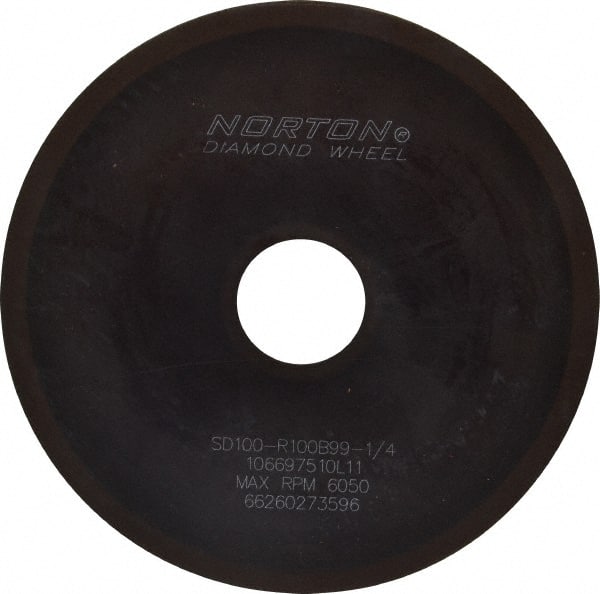 Norton - 6" Diam x 1-1/4" Hole x 1/16" Thick, 100 Grit Surface Grinding Wheel - Diamond, Type 1A1, Fine Grade, Resinoid Bond - Exact Tooling