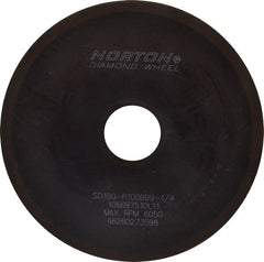 Norton - 6" Diam x 1-1/4" Hole x 1/16" Thick, 100 Grit Surface Grinding Wheel - Diamond, Type 1A1, Fine Grade, Resinoid Bond - Exact Tooling
