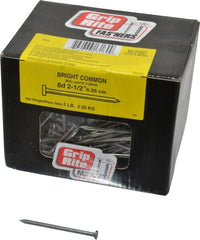 Value Collection - 8D, 10 Gauge, 2-1/2" OAL Common Nails - Ring Shank, Grade 2 Steel, Bright Finish - Exact Tooling