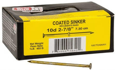 Value Collection - 10D, 11 Gauge, 3" OAL Sinker Nails - Smooth Shank, Grade 2 Steel, Cement Coated Finish - Exact Tooling
