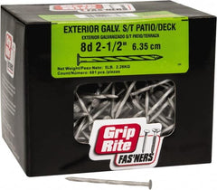 Value Collection - 8D, 11 Gauge, 2-1/2" OAL Decking Nails - Fluted Shank, Grade 2 Steel, Uncoated - Exact Tooling