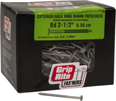 Value Collection - 8D, 11 Gauge, 2-1/2" OAL Decking Nails - Ring Shank, Grade 2 Steel, Galvanized Finish - Exact Tooling