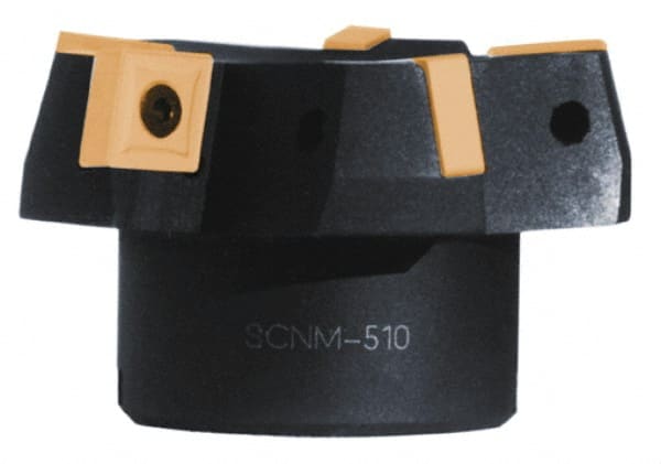 Cutting Tool Technologies - 4" Cut Diam, 1-1/2" Arbor Hole, 0.67" Max Depth of Cut, 15° Indexable Chamfer & Angle Face Mill - 4 Inserts, CNMG 643 Insert, 4 Flutes, Series SCNM - Exact Tooling