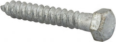 Value Collection - 3/8" Screw, 2-1/2" Length Under Head, Steel, Hex Head Lag Screw - Hot Dipped Galvanized, AISI 1006, ASME B18.2.1 Fastner, Grade 1006-1022 - Exact Tooling