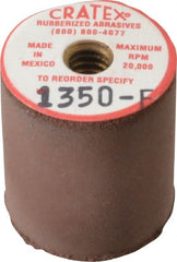 Cratex - 7/8" Max Diam x 1" Long, Cylinder, Rubberized Point - Fine Grade, Silicon Carbide, 1/4" Arbor Hole, Unmounted - Exact Tooling