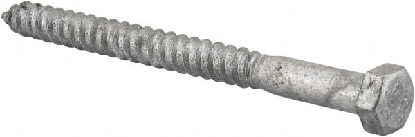 Value Collection - 3/8" Screw, 4-1/2" Length Under Head, Steel, Hex Head Lag Screw - Hot Dipped Galvanized, AISI 1006, ASME B18.2.1 Fastner, Grade 1006-1022 - Exact Tooling