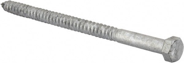 Value Collection - 1/2" Screw, 8" Length Under Head, Steel, Hex Head Lag Screw - Hot Dipped Galvanized, AISI 1006, ASME B18.2.1 Fastner, Grade 1006-1022 - Exact Tooling