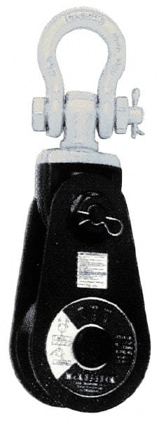 Value Collection - 4, 400 Lbs. Load Limit, Side Release Snatch Block - Single Sheave, 3 Inch Outside Diameter, Wire Rope, 5/16 Inch, 3/8 Inch Diameters, Steel, Painted Finish - Exact Tooling