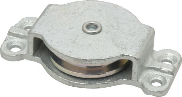 Value Collection - Single Closed Side Mount Guidance Pulley - Sheave, 2 Inch Outside Diameter, Wire Rope, 1/4 Inch Diameter, 0.209 Inch to 0.22 Inch Mounting Hole Diameter Iron, Galvanized Finish - Exact Tooling