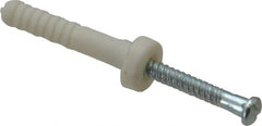 Value Collection - 3/16" Diam, 3/16" Drill, 1" OAL, 2" Min Embedment Hammer Drive Concrete Anchor - Nylon, Zinc-Plated Finish, Round Head - Exact Tooling