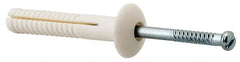 Value Collection - 1/4" Diam, 1/4" Drill, 1-1/2" OAL, 2-1/2" Min Embedment Hammer Drive Concrete Anchor - Nylon, Zinc-Plated Finish, Mushroom Head - Exact Tooling