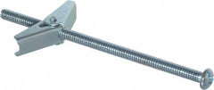 Value Collection - 1/4" Screw, 1/4" Diam, 5" Long, Toggle Bolt Drywall & Hollow Wall Anchor - 1/4" Drill, Zinc Plated, Steel, Use in Concrete, & Masonry, Hollow Tile, Plaster & Wallboard - Exact Tooling