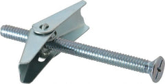Value Collection - 1/4" Screw, 1/4" Diam, 3" Long, Toggle Bolt Drywall & Hollow Wall Anchor - 1/4" Drill, Zinc Plated, Steel, Use in Concrete, & Masonry, Hollow Tile, Plaster & Wallboard - Exact Tooling