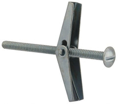 Value Collection - 1/8" Screw, 1/8" Diam, 2" Long, Toggle Bolt Drywall & Hollow Wall Anchor - 1/8" Drill, Zinc Plated, Steel, Use in Concrete, & Masonry, Hollow Tile, Plaster & Wallboard - Exact Tooling