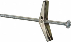 Value Collection - 1/8" Screw, 1/8" Diam, 3" Long, Toggle Bolt Drywall & Hollow Wall Anchor - 1/8" Drill, Zinc Plated, Steel, Use in Concrete, & Masonry, Hollow Tile, Plaster & Wallboard - Exact Tooling