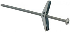 Value Collection - 1/8" Screw, 1/8" Diam, 4" Long, Toggle Bolt Drywall & Hollow Wall Anchor - 1/8" Drill, Zinc Plated, Steel, Use in Concrete, & Masonry, Hollow Tile, Plaster & Wallboard - Exact Tooling