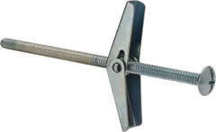 Value Collection - 3/16" Screw, 3/16" Diam, 4" Long, Toggle Bolt Drywall & Hollow Wall Anchor - 3/16" Drill, Zinc Plated, Steel, Use in Concrete, & Masonry, Hollow Tile, Plaster & Wallboard - Exact Tooling