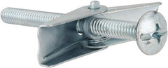 Value Collection - 1/4" Screw, 1/4" Diam, 3" Long, Toggle Bolt Drywall & Hollow Wall Anchor - 1/4" Drill, Zinc Plated, Steel, Use in Concrete, & Masonry, Hollow Tile, Plaster & Wallboard - Exact Tooling