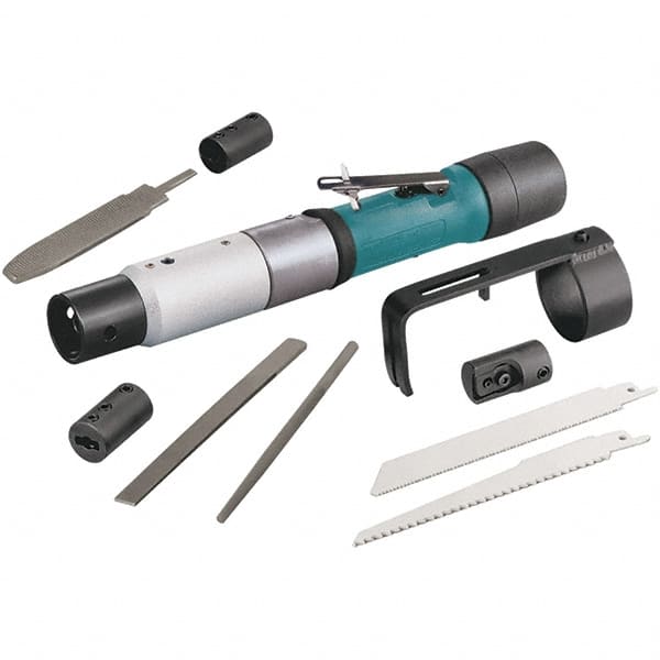 Dynabrade - 2,400 Strokes per Minute, 13/32 Inch Stroke Length, 19 CFM, 0.26 hp Air Reciprocating Saw - Two Blades and Three File Blades, 6.2 Bar Air Pressure, 6 mm Inlet - Exact Tooling