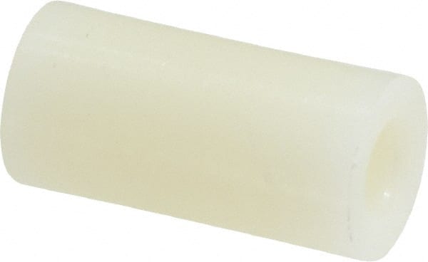 Made in USA - 0.257" ID x 1/2" OD, 1/4 Screw, Grade 6/6 Nylon Female Unthreaded Circuit Board Spacer - Round Body, 1" OAL - Exact Tooling