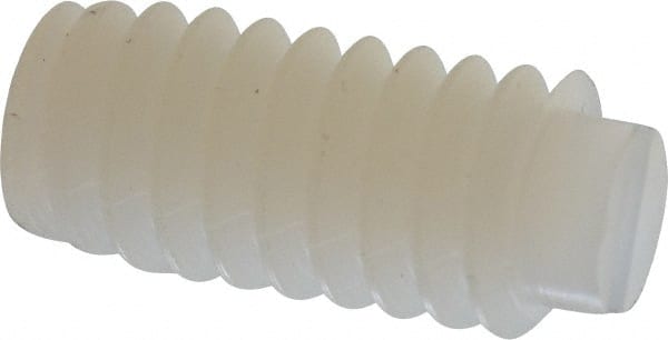 Made in USA - 1/4-20 UNC, 1/2" Length of Thread, Soft Tip Point Set Screw - Nylon - Exact Tooling