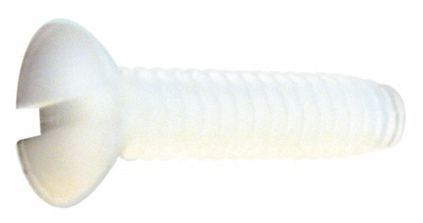 Made in USA - #4-40 UNC, 3/4" OAL Slotted Drive Machine Screw - Flat Head, Grade 6/6 Nylon, Uncoated, Without Washer - Exact Tooling