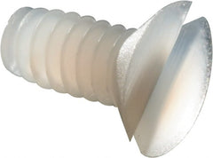 Made in USA - #4-40 UNC, 1/4" OAL Slotted Drive Machine Screw - Flat Head, Grade 6/6 Nylon, Uncoated, Without Washer - Exact Tooling