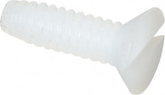 Made in USA - #4-40 UNC, 3/8" OAL Slotted Drive Machine Screw - Flat Head, Grade 6/6 Nylon, Uncoated, Without Washer - Exact Tooling