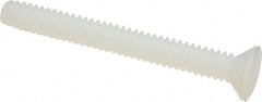 Made in USA - #4-40 UNC, 1" OAL Slotted Drive Machine Screw - Flat Head, Grade 6/6 Nylon, Uncoated, Without Washer - Exact Tooling