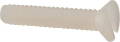 Made in USA - #6-32 UNC, 3/4" OAL Slotted Drive Machine Screw - Flat Head, Grade 6/6 Nylon, Uncoated, Without Washer - Exact Tooling