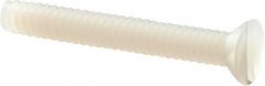 Made in USA - #6-32 UNC, 1" OAL Slotted Drive Machine Screw - Flat Head, Grade 6/6 Nylon, Uncoated, Without Washer - Exact Tooling