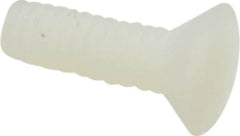 Made in USA - #8-32 UNC, 1/2" OAL Slotted Drive Machine Screw - Flat Head, Grade 6/6 Nylon, Uncoated, Without Washer - Exact Tooling