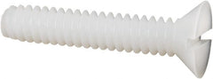 Made in USA - #10-24 UNC, 1" OAL Slotted Drive Machine Screw - Flat Head, Grade 6/6 Nylon, Uncoated, Without Washer - Exact Tooling