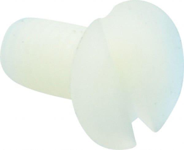 Made in USA - #10-32 UNF, 3/8" OAL Slotted Drive Machine Screw - Flat Head, Grade 6/6 Nylon, Uncoated, Without Washer - Exact Tooling