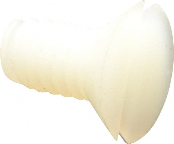 Made in USA - 1/4-20 UNC, 1/2" OAL Slotted Drive Machine Screw - Flat Head, Grade 6/6 Nylon, Uncoated, Without Washer - Exact Tooling