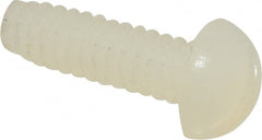 Made in USA - #4-40 UNC, 3/8" Length Under Head Slotted Drive Machine Screw - Round Head, Grade 6/6 Nylon, Uncoated, Without Washer - Exact Tooling