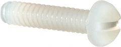 Made in USA - #4-40 UNC, 1/2" Length Under Head Slotted Drive Machine Screw - Round Head, Grade 6/6 Nylon, Uncoated, Without Washer - Exact Tooling