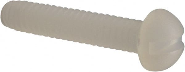 Made in USA - #4-40 UNC, 5/8" Length Under Head Slotted Drive Machine Screw - Round Head, Grade 6/6 Nylon, Uncoated, Without Washer - Exact Tooling