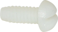 Made in USA - #6-32 UNC, 3/8" Length Under Head Slotted Drive Machine Screw - Round Head, Grade 6/6 Nylon, Uncoated, Without Washer - Exact Tooling