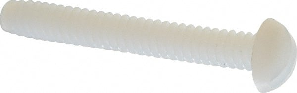 Made in USA - #6-32 UNC, 1" Length Under Head Slotted Drive Machine Screw - Round Head, Grade 6/6 Nylon, Uncoated, Without Washer - Exact Tooling